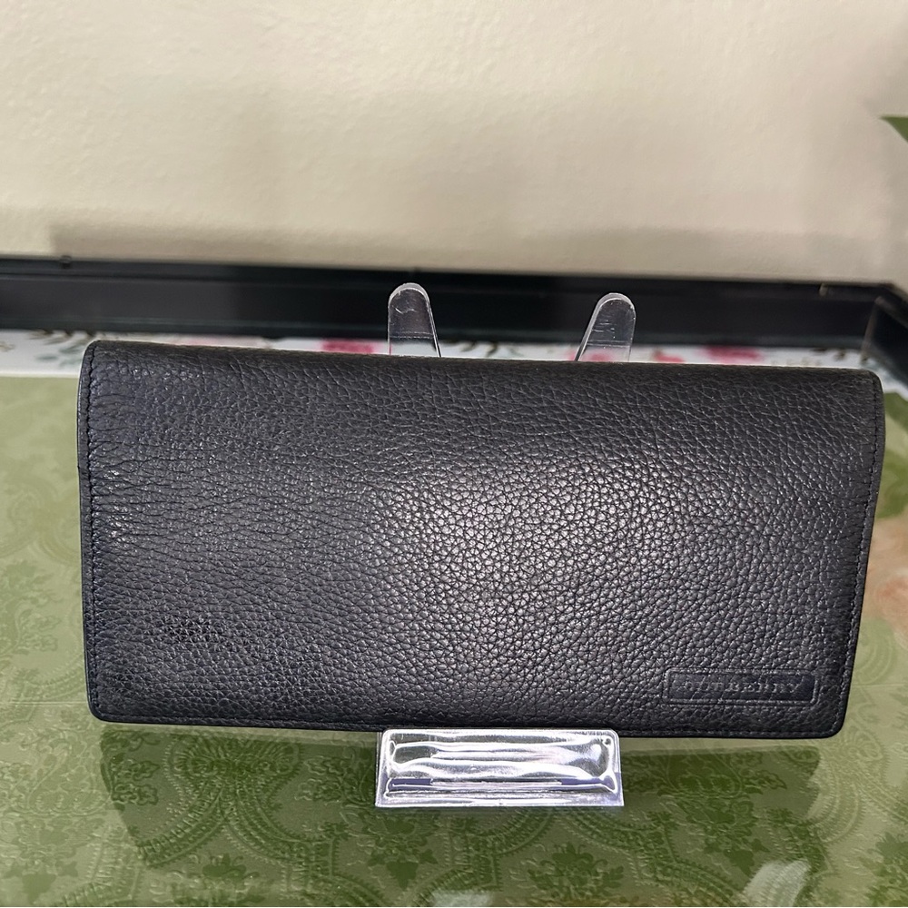Authentic Burberry Black Soft Leather Bifold Wallet w/ Nova Check Interior Slot